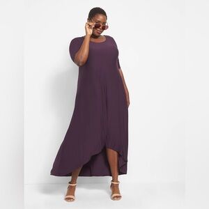 NWT Lane Bryant Perfect Sleeve Hi-Lo Maxi Dress Purple Size 18/20